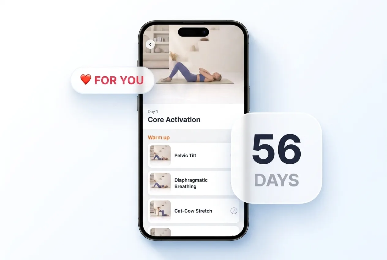 The exercise library in the Shedetics app